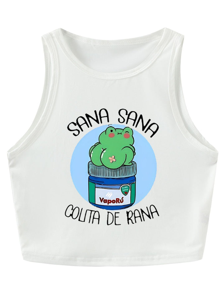 Dame Crop-Top med kreativ tekst og afslappet snit Skovae