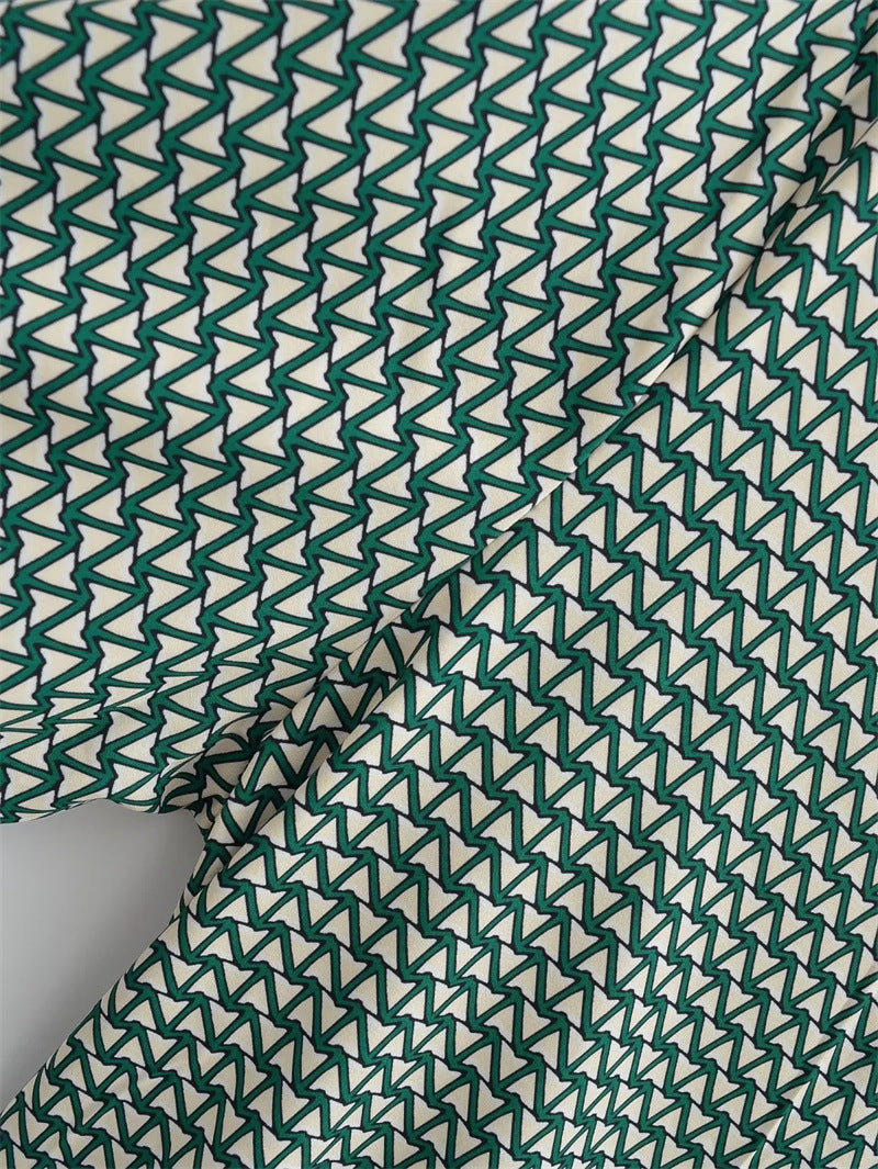 Dame brede bukser med moderne geometrisk mønster og elastisk talje Stilla