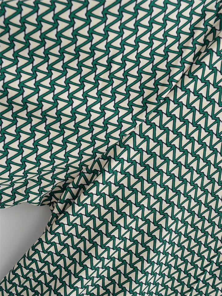 Dame brede bukser med moderne geometrisk mønster og elastisk talje Stilla