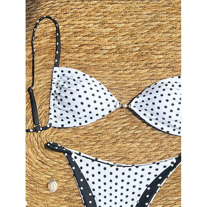 Dame triangel-bikini med prikket design og justerbare stropper Skovae