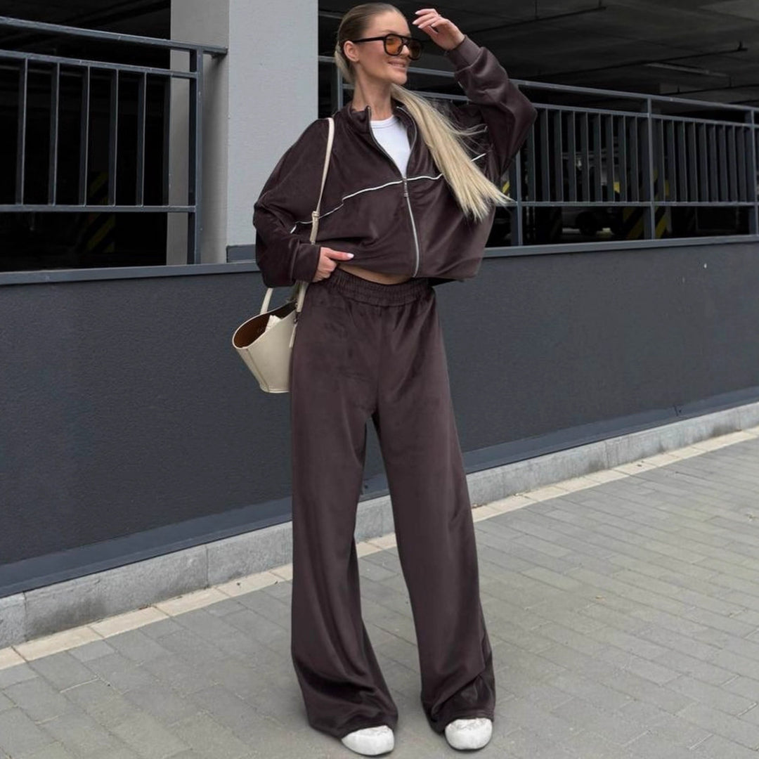 Dame Soft Relaxed-Fleece-Sæt med høj talje Stilla