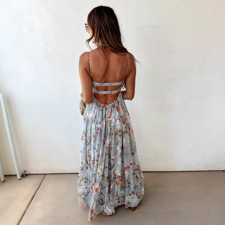 Dame Maxikjole med floral tryk og elegant snit Stilla
