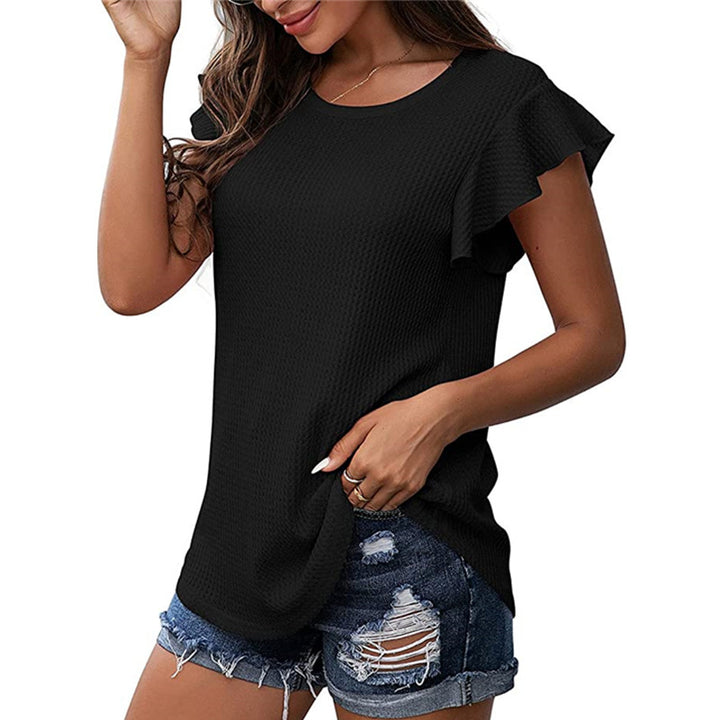 Damer Casual T-Shirt med ruffles detaljer lavet af kvalitets vaffelstof Stilla