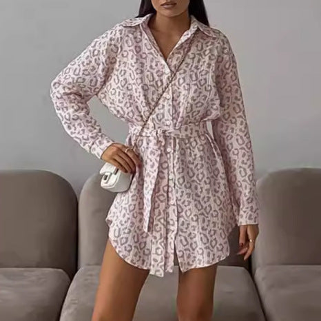 Dame skjortekjole med leopardmønster Stilla