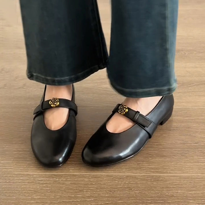 Dame Chic Mary Jane Ballerinas med dekorativ rem Stilla