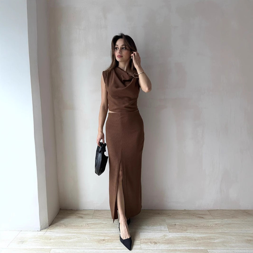 Dame Elegant Slids-Hem Maxi-Kjole Stilla