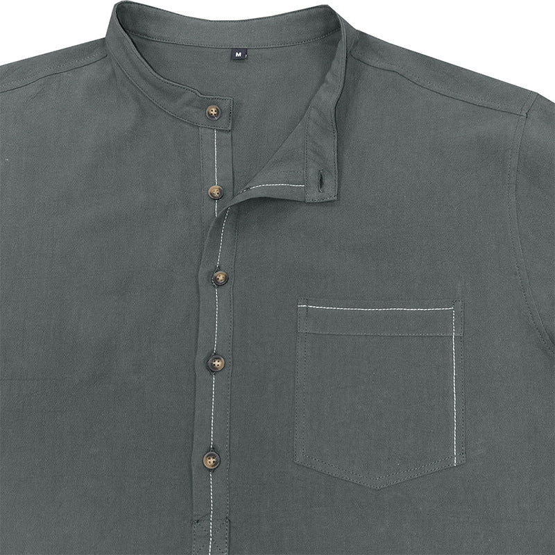 Herrer Langærmet Henley-shirt med holdbar bomuldsblanding og moderne knapliste Stilla