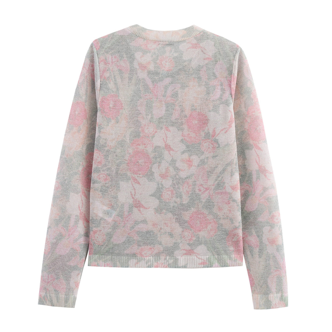 Femme blomsterprintet strikoverdel Stilla
