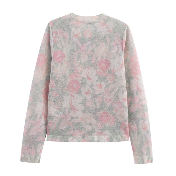 Femme blomsterprintet strikoverdel Stilla