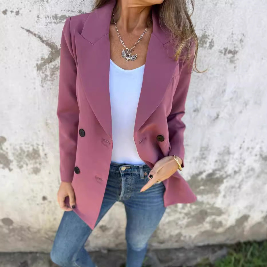Damer elegant figurtilpasset blazer med dobbelt knaplukning og revers Stilla