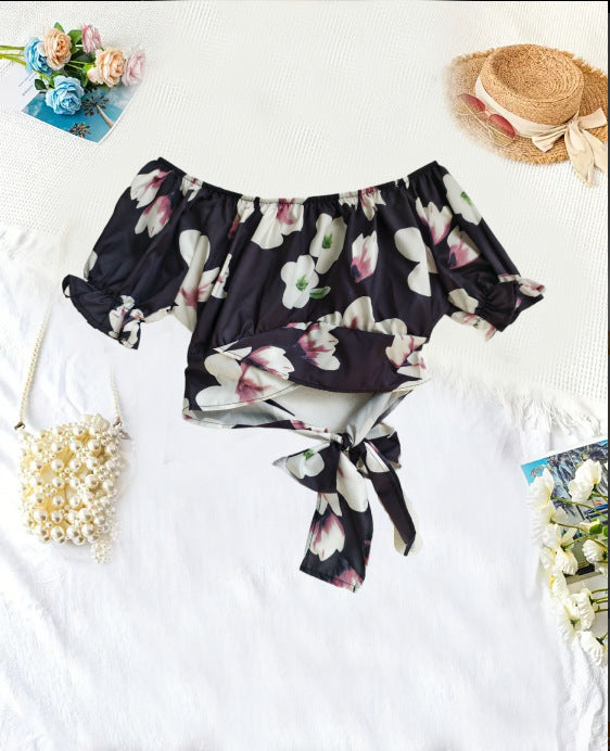 Dame Paisley Print Off-Shoulder Crop Top Stilla