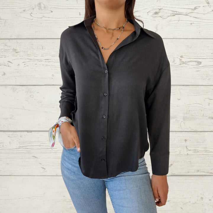Damer elegant langærmet bluse med fint stof og feminine detaljer Stilla