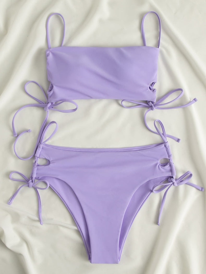 Dame Crop-Top Bikini-top med justerbare bindebånd Skovae