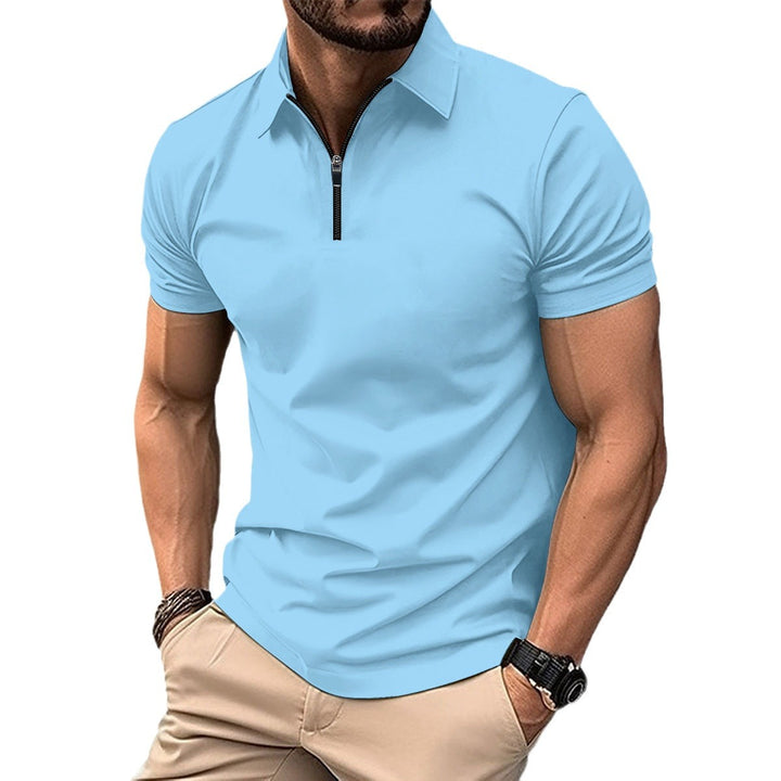 Herre Moderne Zip-Up Performance Polo-Skjorte Stilla