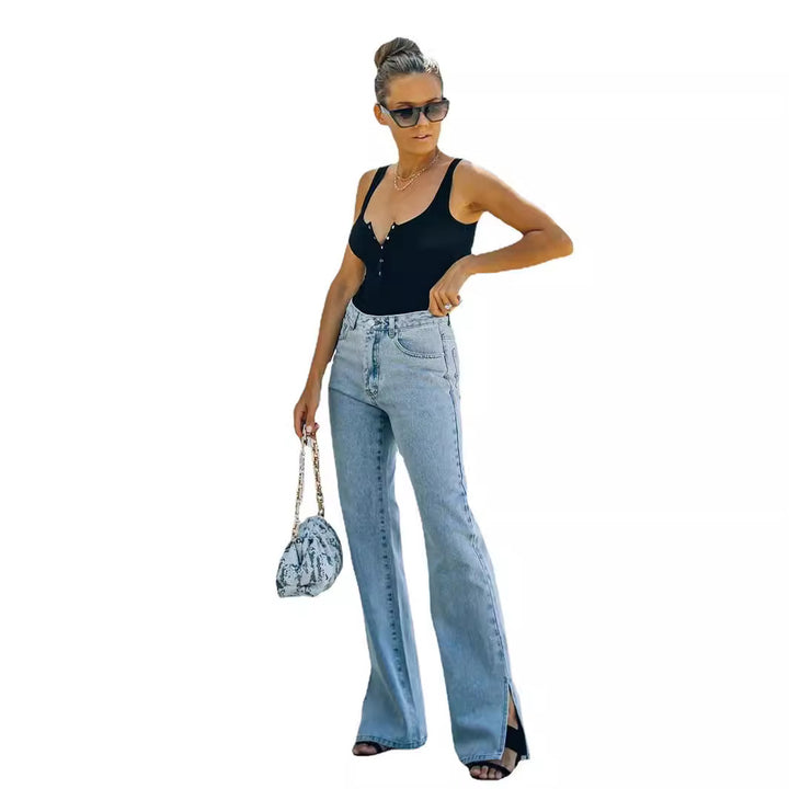 Femme Højtaljede Flared Jeans med sidelukning Stilla