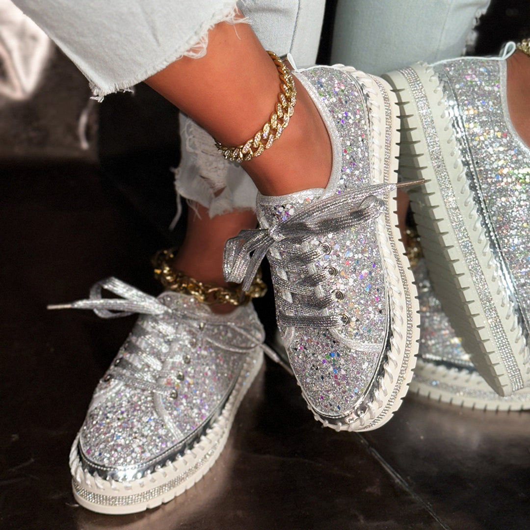 Dame Glitrende Sneakers med funklen akcenter og trendy design Stilla