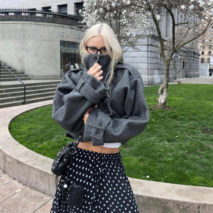 Kvinders fashionable oversized uldjakke Stilla