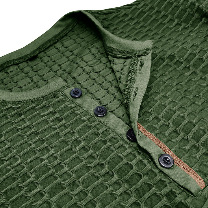Herrer Langærmet skjorte med struktureret design og mode Henley-udskæring Stilla