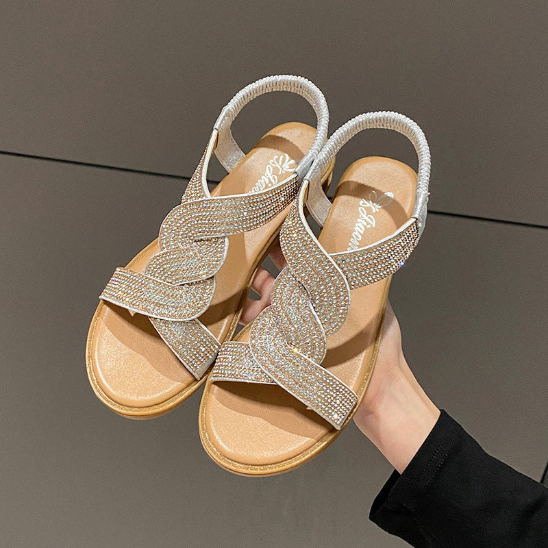 Dame sandaler med dekorative strass detaljer og komfortabelt fodseng Stilla