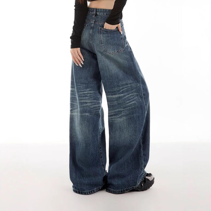 Dame ekstra jeans i trendy brugt look Stilla