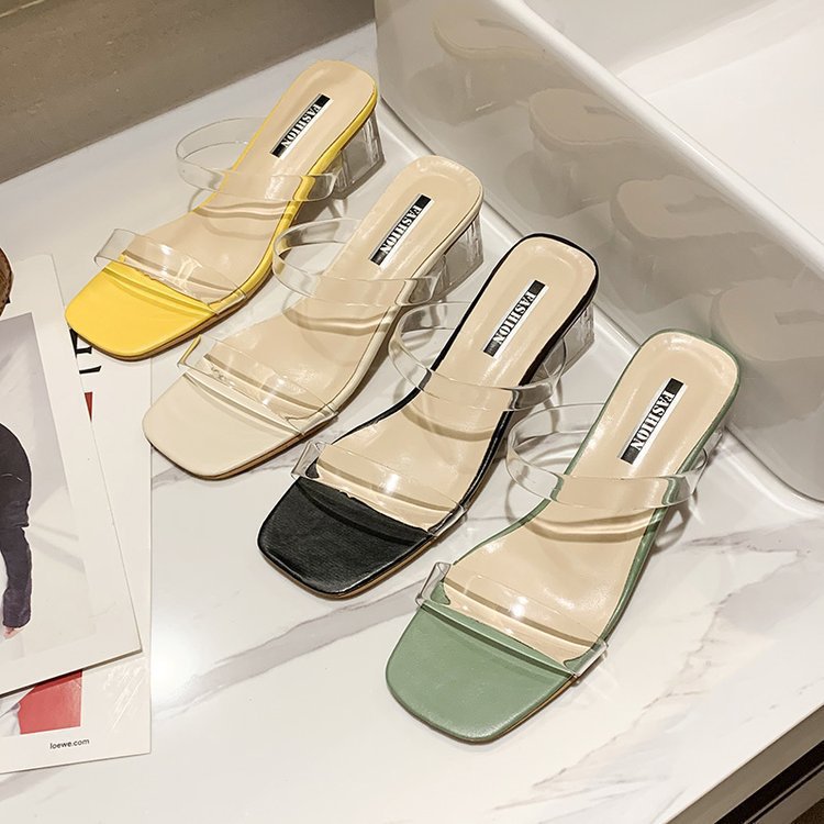 Dame Gennemsigtige Slide-Sandaler med unikt Blokhæle Stilla