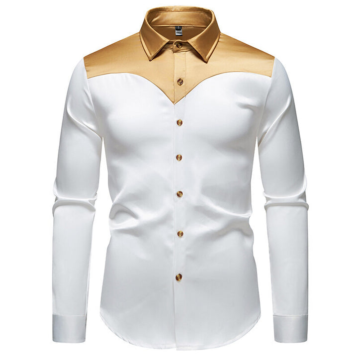 Herrer Elegant Satin Skjorte Stilla