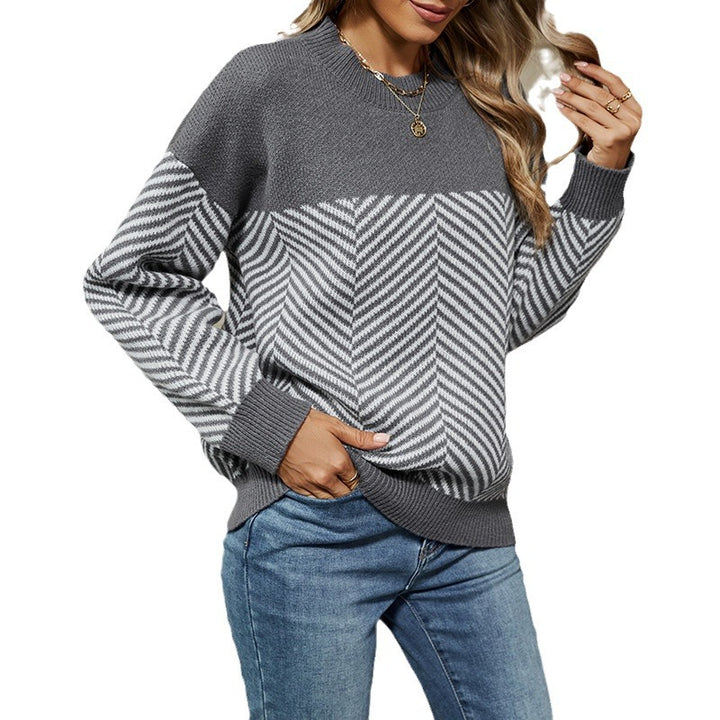 Dame strikpullover med moderne zigzag-mønster og blød greb Stilla