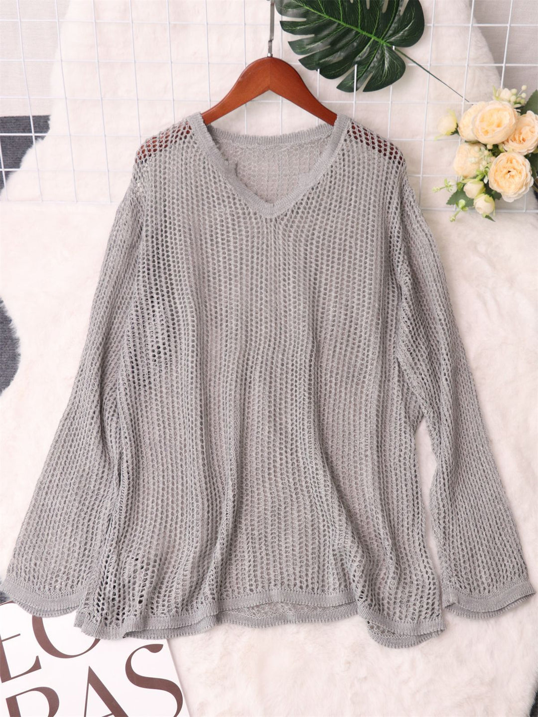 Kvindernes luftige strikkede sweater med moderne netdesign Stilla