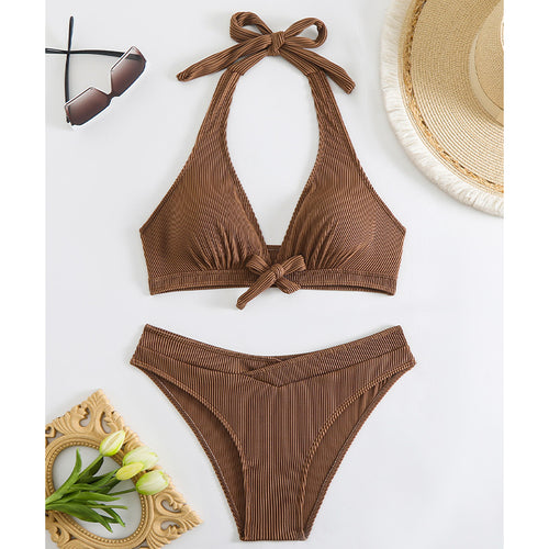 Dame bikini-sæt med raffineret knude-design og høj talje Stilla