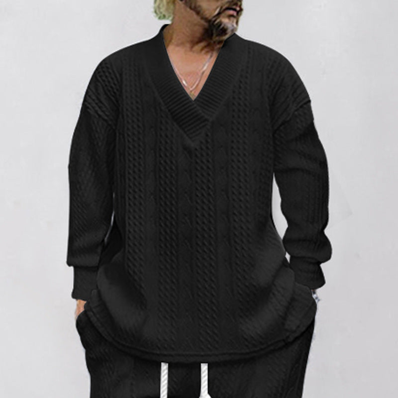 Herrer grovstrik pullover med V-hals og afslappet pasform Stilla
