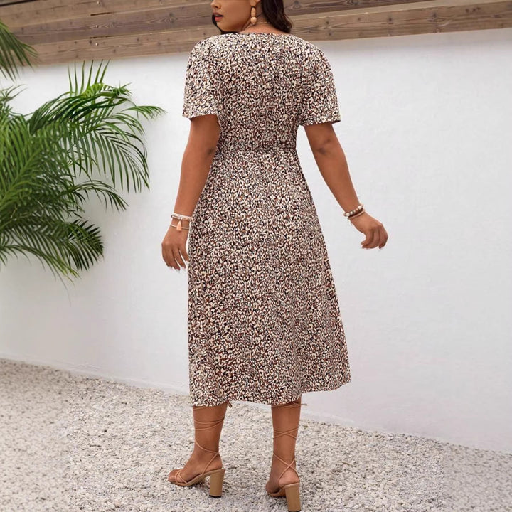 Dame midi kjole med blomsterdesign Skovae