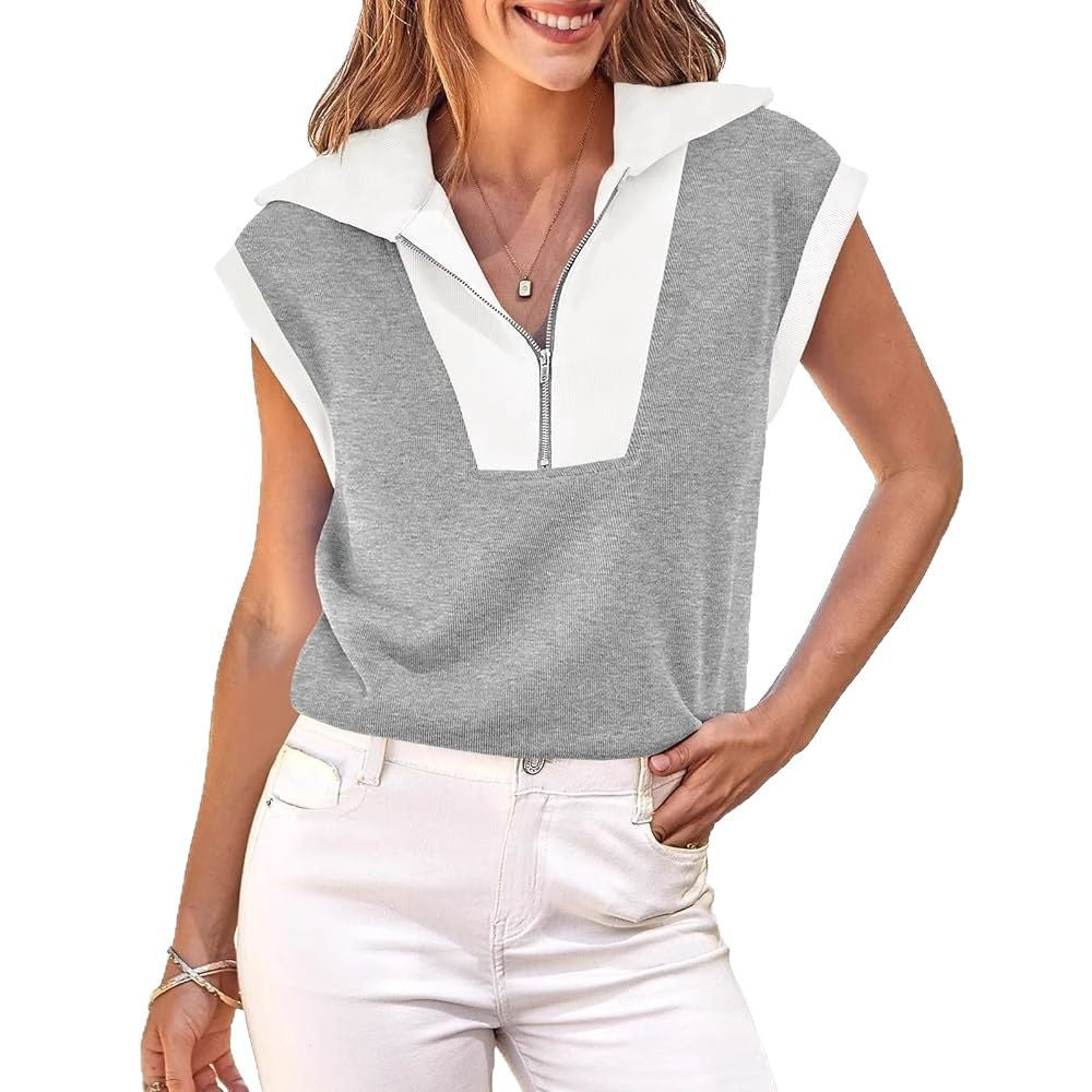 Dame Zip-Up Kortærmet Pullover Stilla