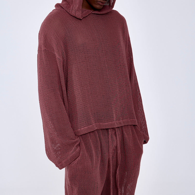 Herrer fritids-hoodie med luftig struktur Stilla