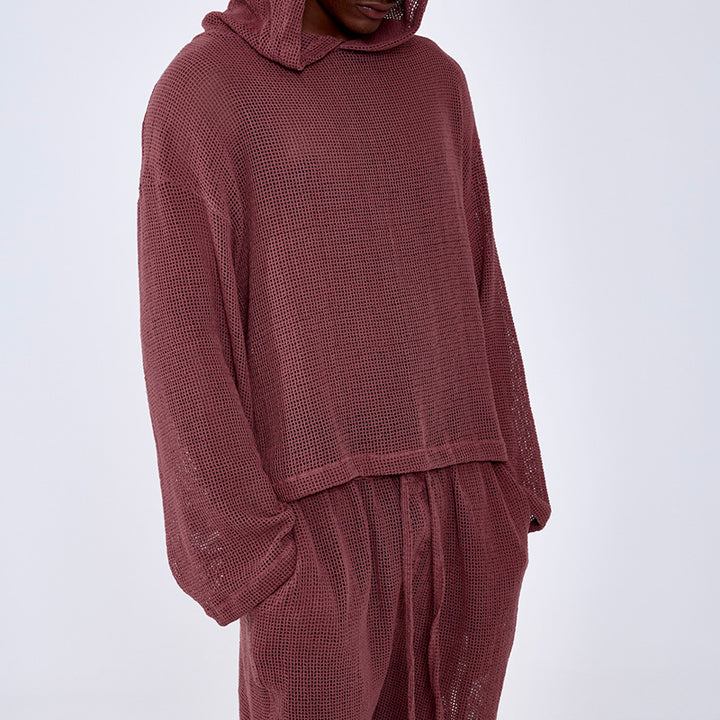 Herrer fritids-hoodie med luftig struktur Stilla