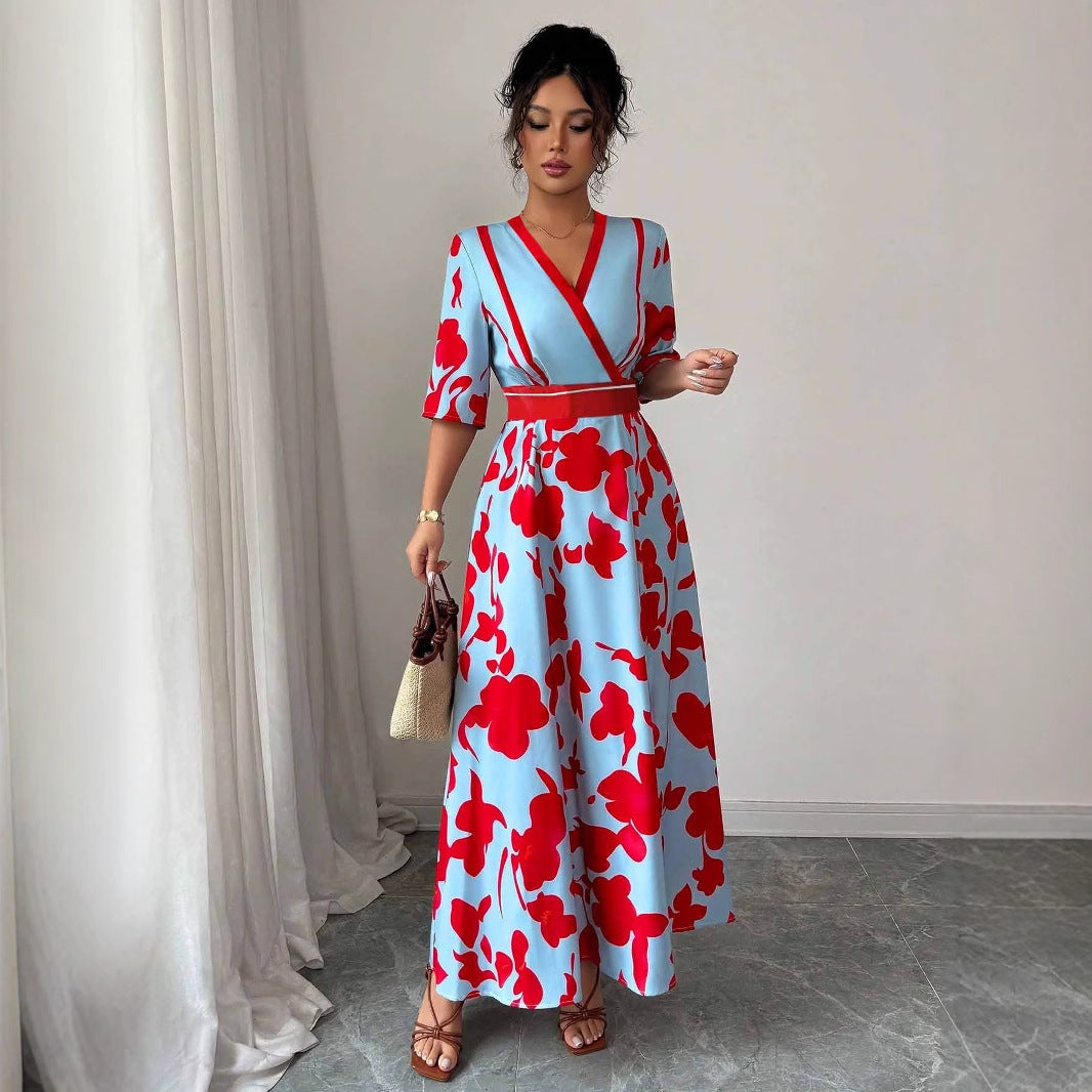 Damer Elegant Floral Wrap-Maxi-Kjole Stilla
