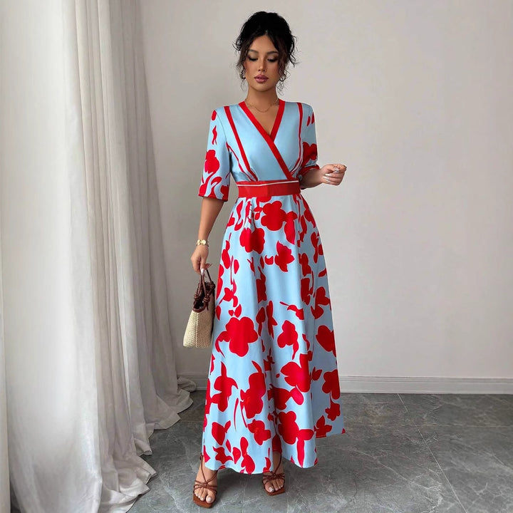Damer Elegant Floral Wrap-Maxi-Kjole Stilla
