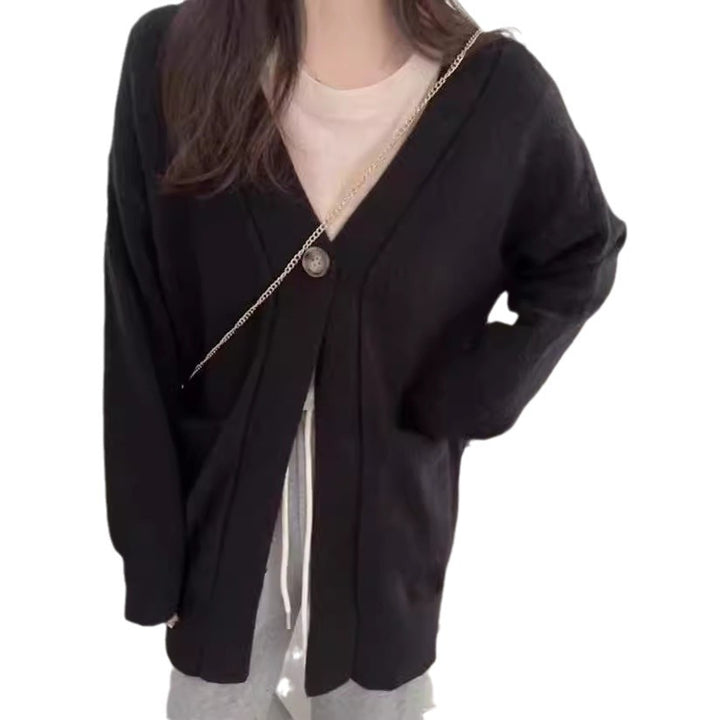 Dame Cozy Cardigan med en Løs Pasform og Lommer