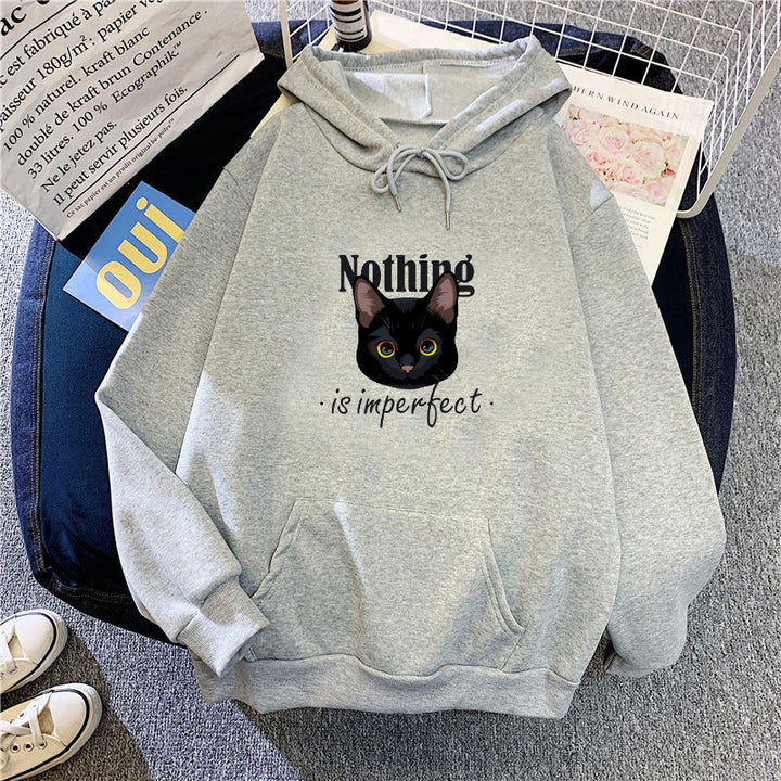 Women's Cozy Hoodie with Artistic Cat Design Skovae