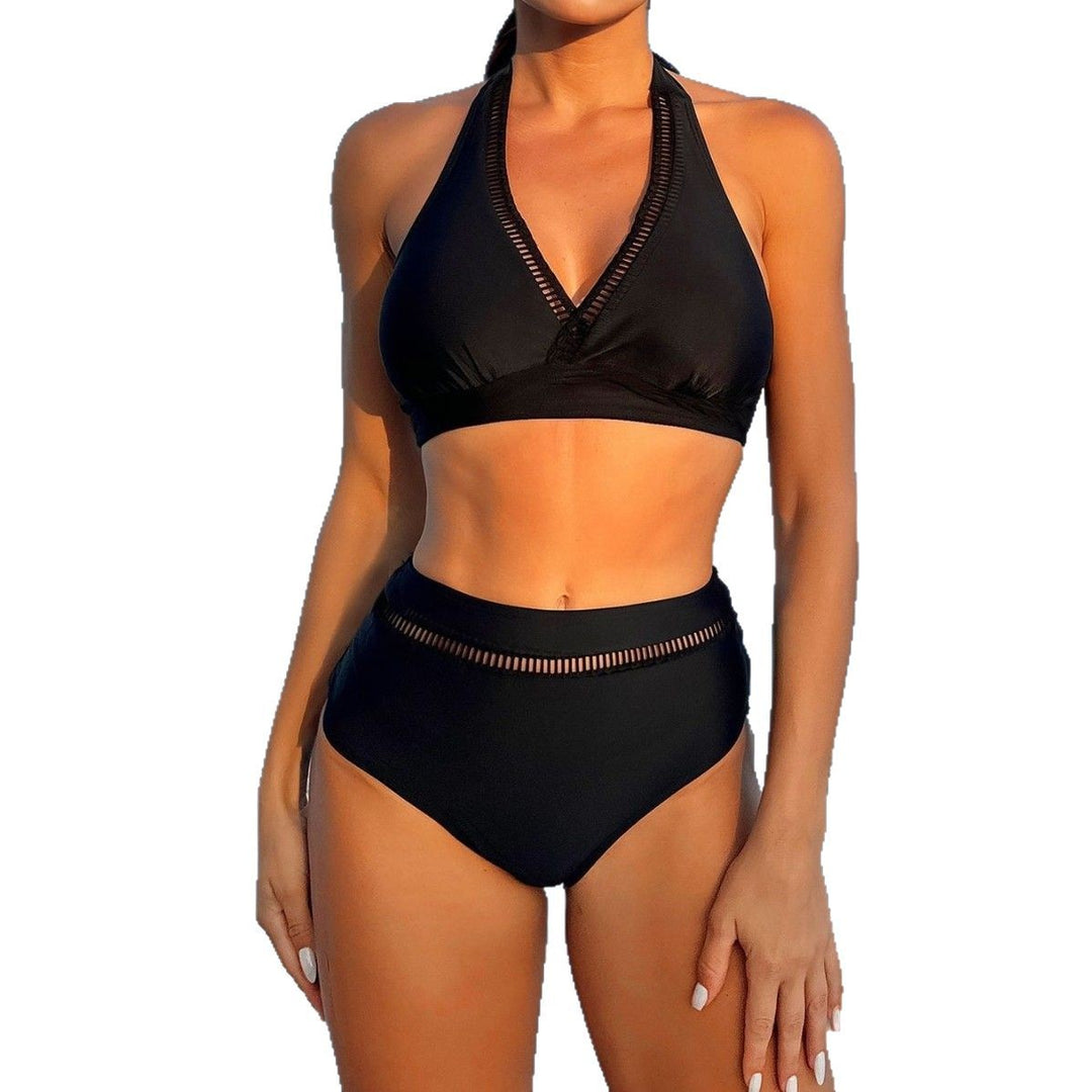 Dame Højskåret Bikini med stilfuld Halterneck-design og åndbare indsatser Stilla