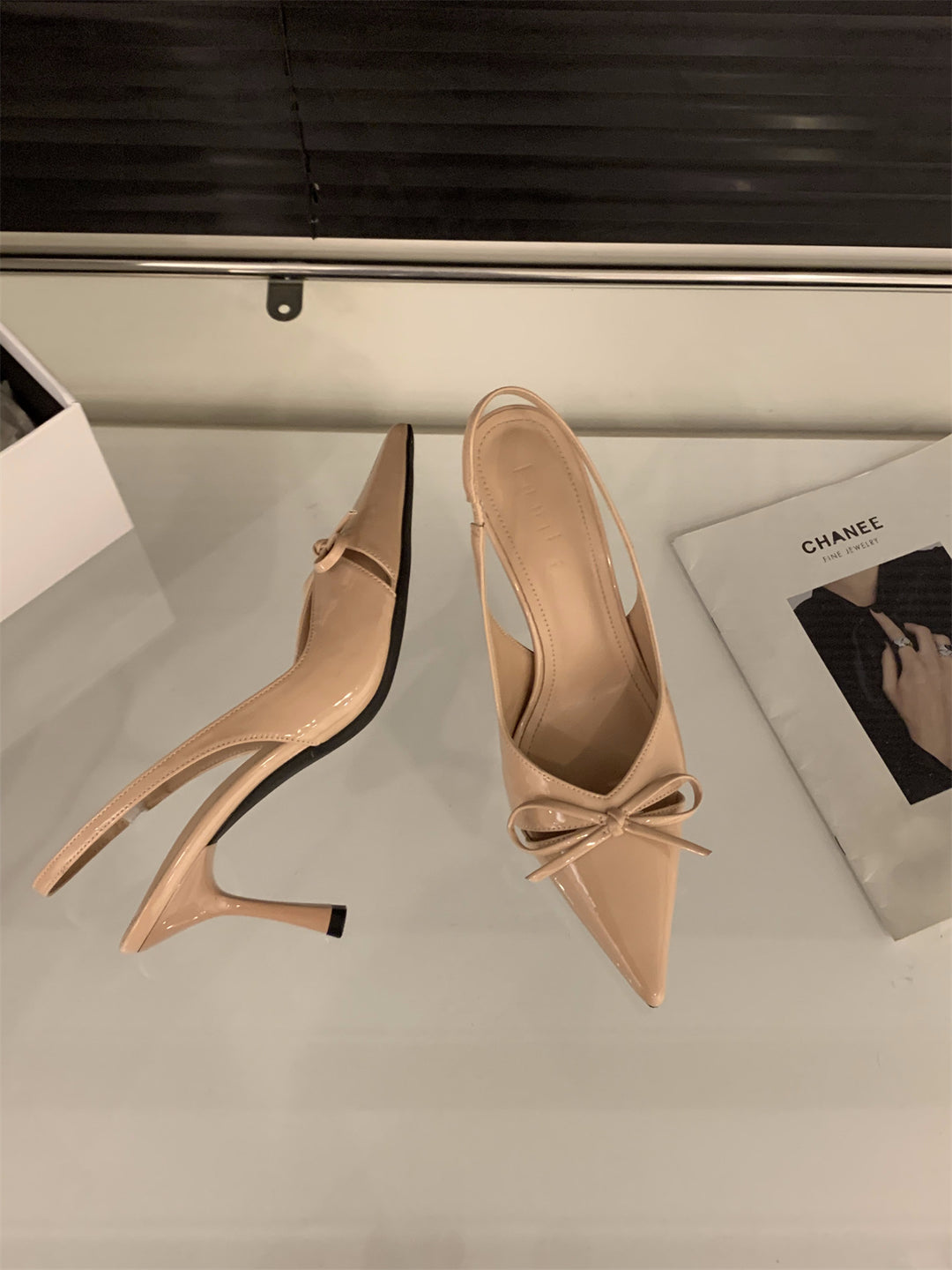 Dame elegante spidsede Slingback-hæle med sløjfedetalje Stilla 1750061780