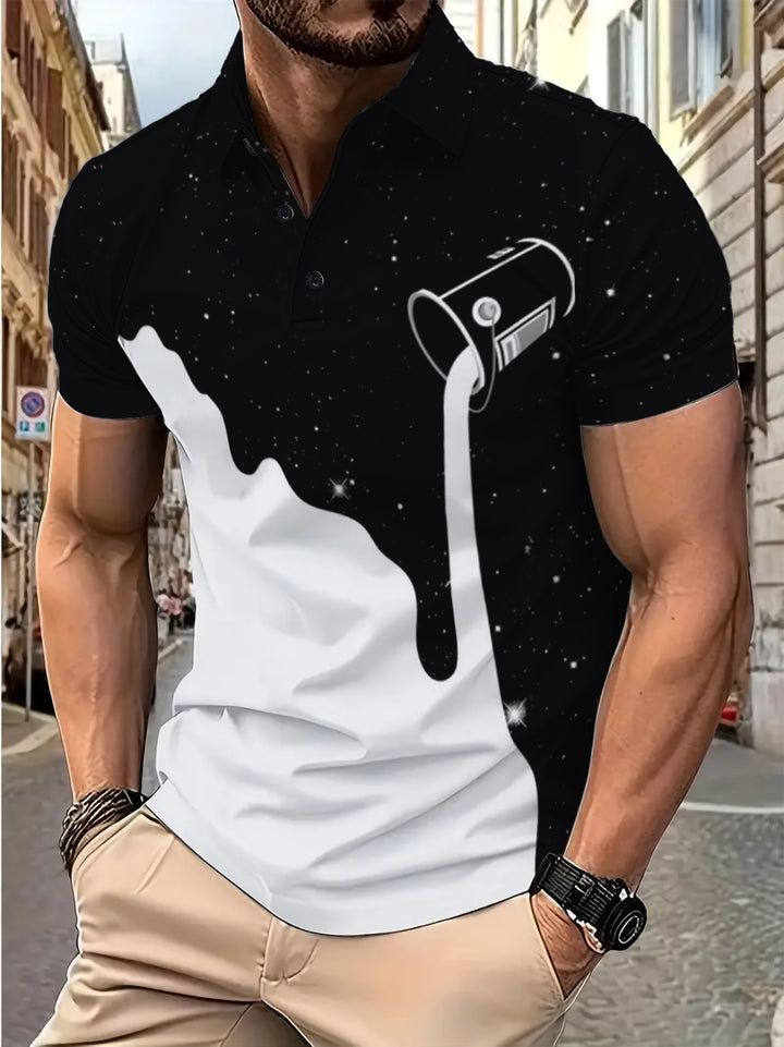 Herrer polo-shirt med kreativ farvegradient og unikt grafikdesign Stilla