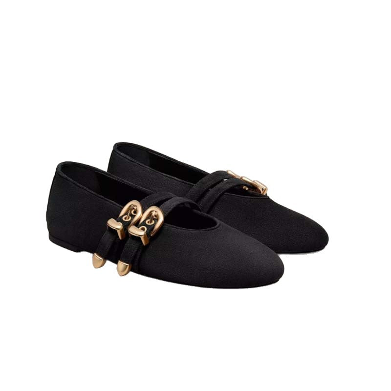 Dame Elegante Spids-Tå Ballerinas med dekorativt Spænde-Detail Stilla