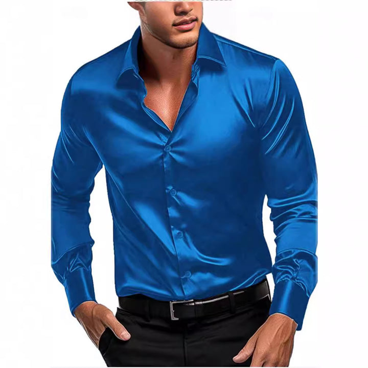Herrer Hochglans Satin skjorte med moderne snit og elegante detaljer Stilla