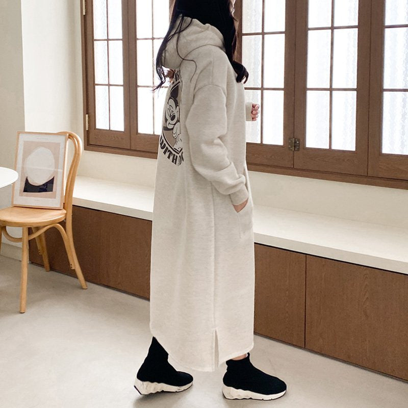 Kvinders Cozy Hoodie Kjole med stort print og behagelig pasform Skovae