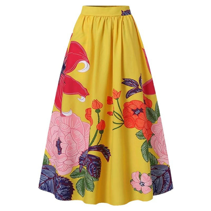 Dame elegant Maxiskørt med florale motiver Stilla