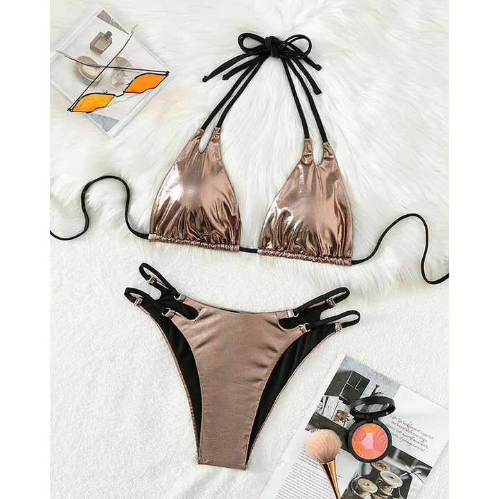 Dame trekant-bikini med trendy cut-out og justerbare stropper Skovae