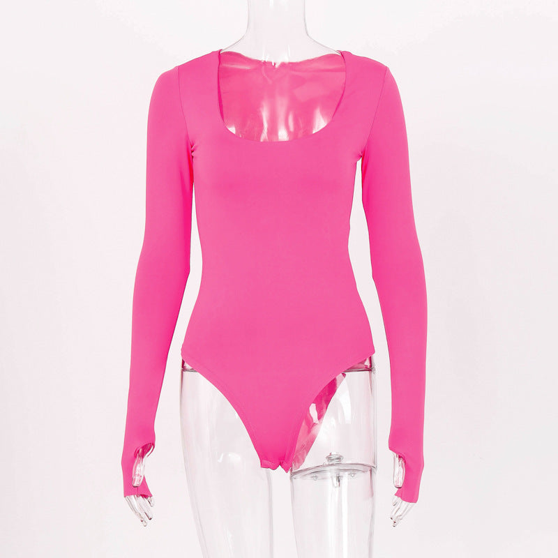 Dame Langærmet Body med vid halsudskæring og figursyet design Stilla