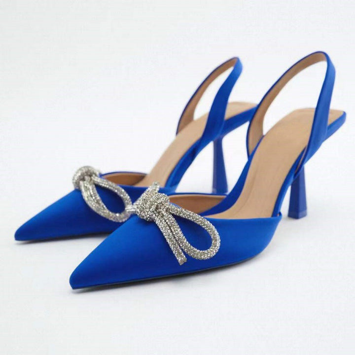 Damernes Slingback Pumps med glitrende sløjfe-design og elegant blokhæl Stilla