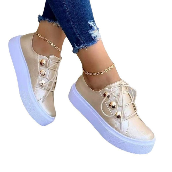 Dame Mode Plateau-Sneakers med glamorøse accenter og åndbar sål Stilla