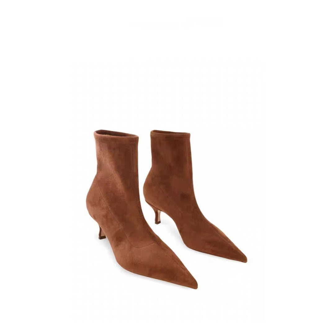 Femme Elegante Spidse Tå Suedes Støvletter Stilla